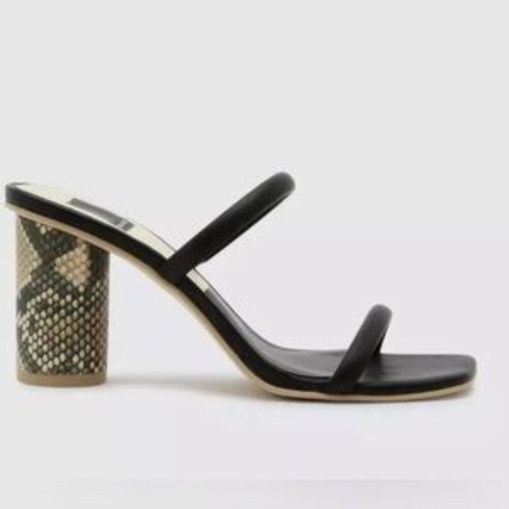 DOLCE VITA Noles Leather Snake Print Heel Black/Brown Sz 8
